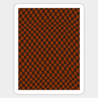 Brown and Orange Distorted Warped Checkerboard Pattern III Magnet